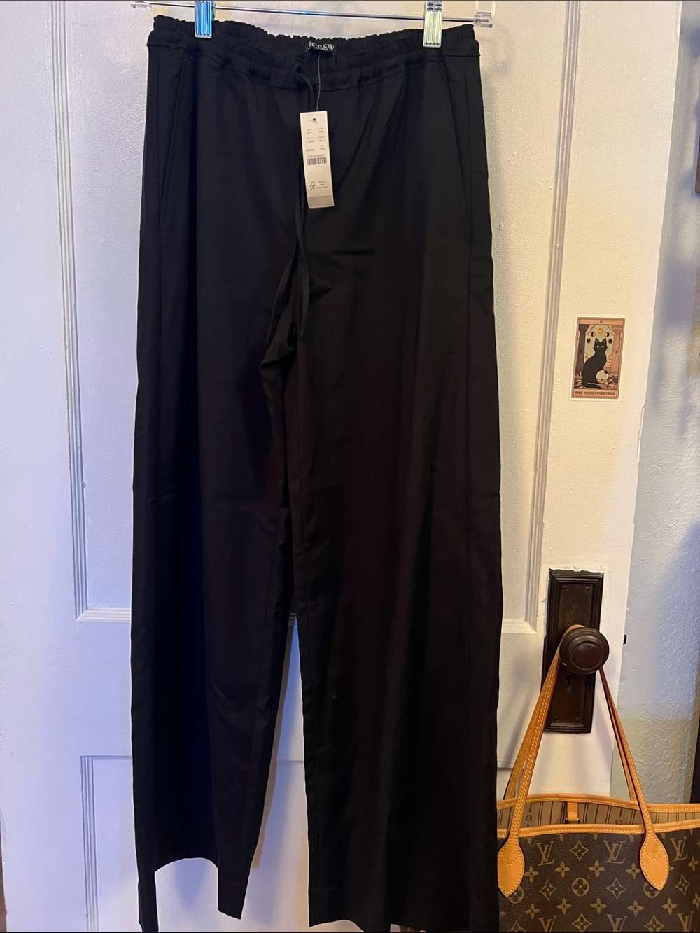 Jcrew 00p Black silky Wide-Leg drawstring pant with Elastic Waist